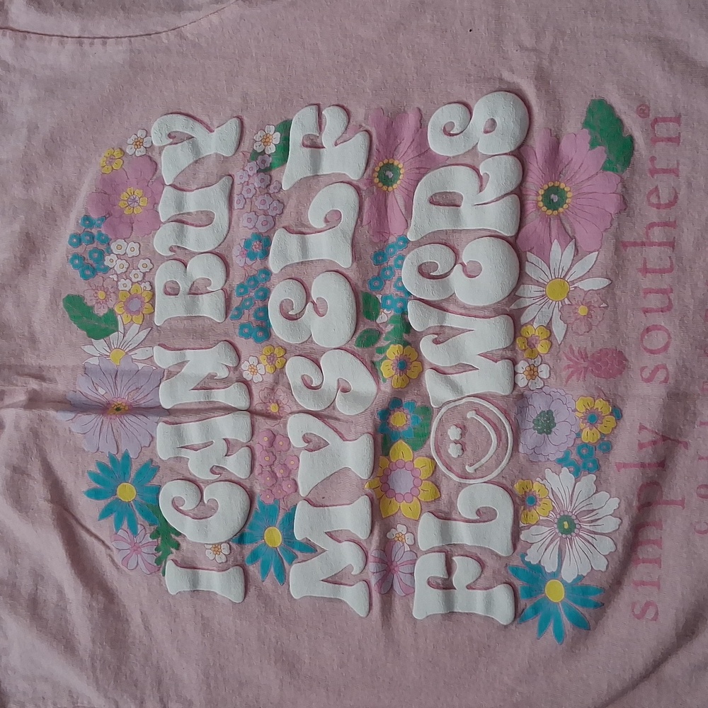 Simply Southern '' I Can Buy Myself Flowers'' Pink Tee Shirt